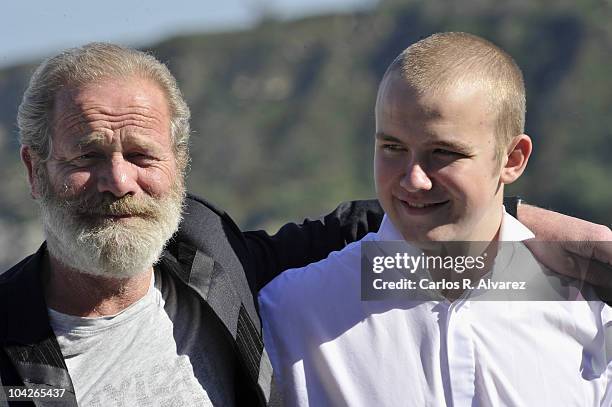 Actor Connor McCarron and director Peter Mullan attend "Neds" photocall during the 58th San Sebastian International Film Festival on September 19,...