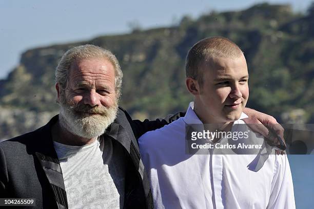 Actor Connor McCarron and director Peter Mullan attend "Neds" photocall during the 58th San Sebastian International Film Festival on September 19,...