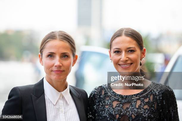 Tuva Novotny and Pia Tjelta are seen arriving at Maria cristina Hotel during 66th San Sebastian Film Festival on September 28, 2018 in San Sebastian,...