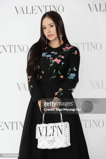 South Korean actress Min Hyo-Rin attends the Photocall for the 'VALENTINO' Candystud Factory Pop-Up Store Opening on September 28, 2018 in Seoul,...