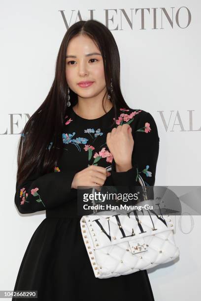 South Korean actress Min Hyo-Rin attends the Photocall for the 'VALENTINO' Candystud Factory Pop-Up Store Opening on September 28, 2018 in Seoul,...