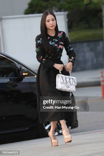 South Korean actress Min Hyo-Rin attends the Photocall for the 'VALENTINO' Candystud Factory Pop-Up Store Opening on September 28, 2018 in Seoul,...