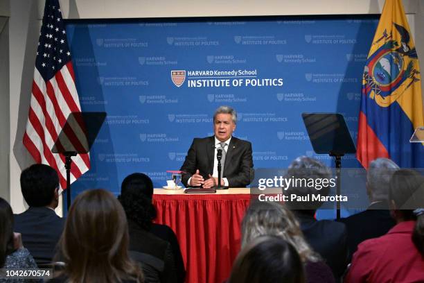 Ecuador President Lenin Moreno gives a talk at Harvard University John F. Kennedy Institute of Politics titled 'All Hands on Deck: Joining Public and...