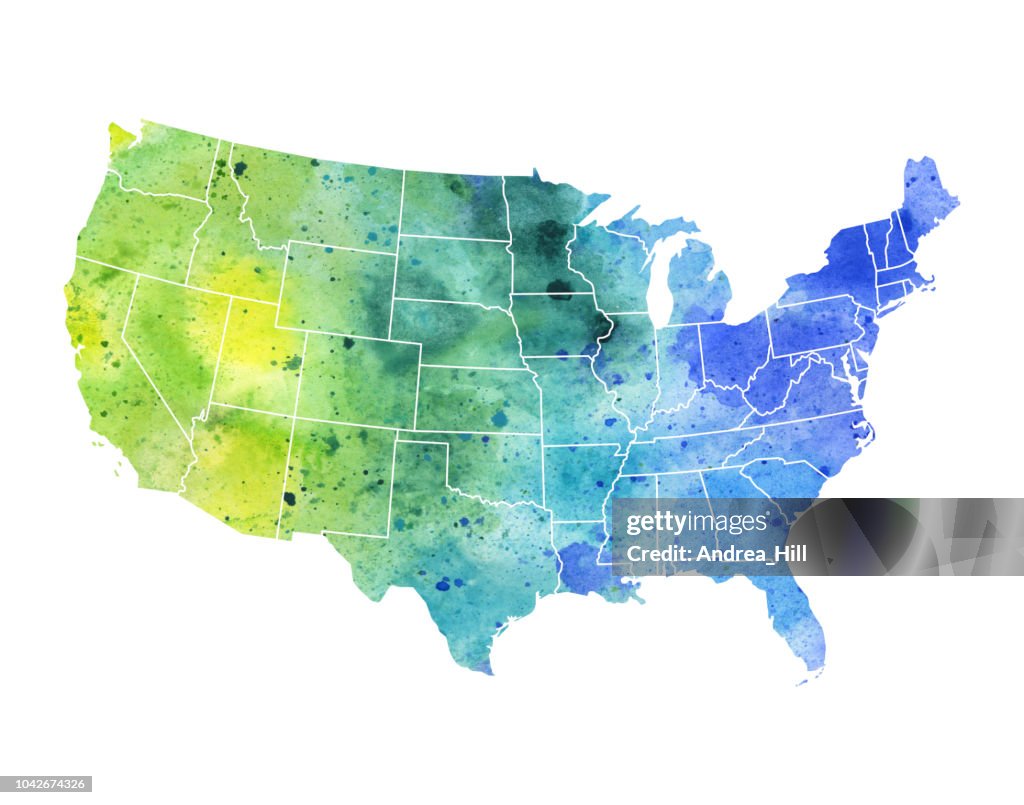 アメリカ合衆国州国境ラスター地図イラスト