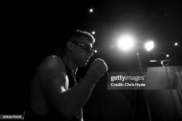 Blind boxer Zachariah Clarkson waits for his fight against Damien Williams during David and Goliath Fight Night. Both fighters are clinically blind...