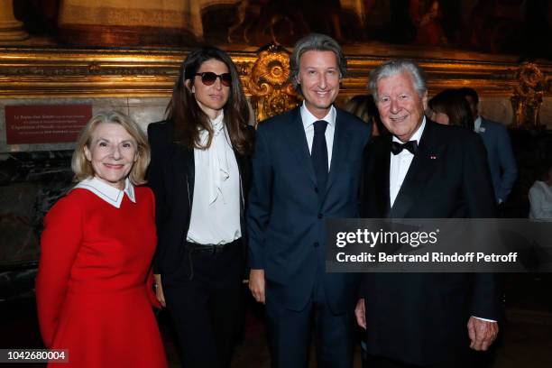 President of Castle of Versailles Catherine Pegard, Jean-Charles Decaux, his wife and Bruno Roger attend the Ryder Cup Dinner at Chateau de...