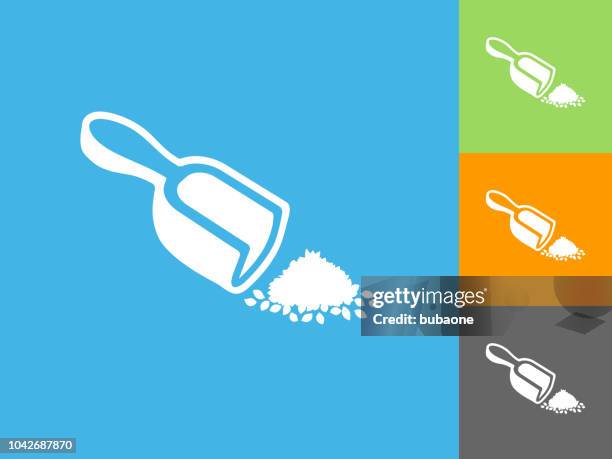 ilustraciones, imágenes clip art, dibujos animados e iconos de stock de medidas de té icono plano sobre fondo azul - cuchara-de-helado