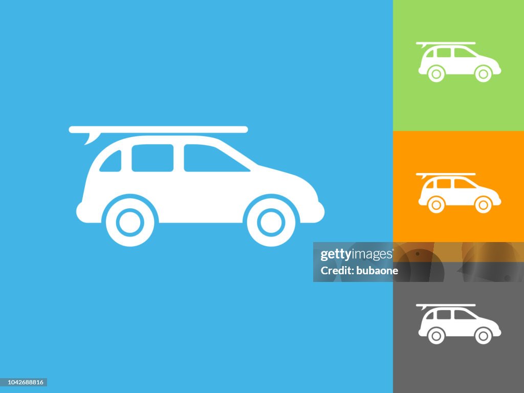 Car and Roof Rack Flat Icon on Blue Background
