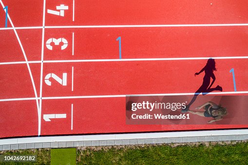 Sprinter Finishers Athletic Sports Female Sprinter Finish From Above High-Res Stock Photo ...