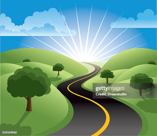the road to prosperity - bright future stock illustrations
