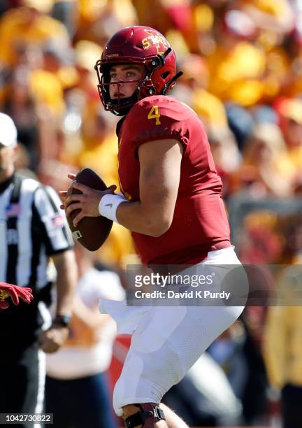Quarterback Zeb Noland of the Iowa State Cyclones throws the ball in the second half of play against the Akron Zips at Jack Trice Stadium on...