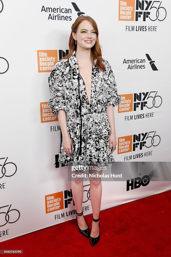 Emma Stone walks the red carpet at the 56th New York Film Festival