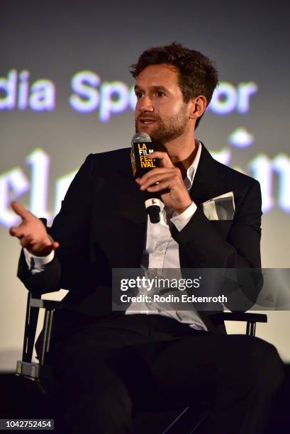 David Raymond speaks onstage during the Closing Night Screening of "Nomis" during the 2018 LA Film Festival at ArcLight Cinerama Dome on September...