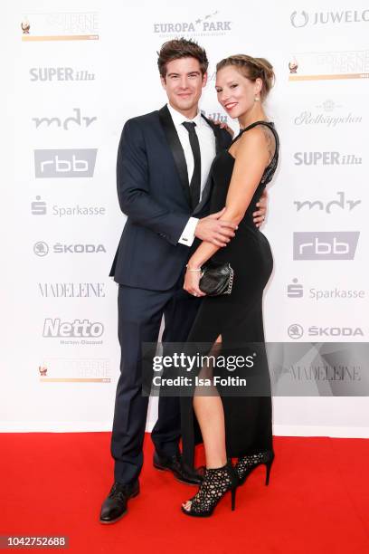 German actor Philipp Danne and his wife Viktoria Schuessler during the Goldene Henne on September 28, 2018 in Leipzig, Germany.