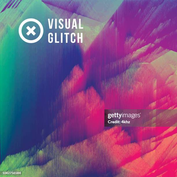 stockillustraties, clipart, cartoons en iconen met iriserende gekleurde digitale glitch abstracte grunge achtergrond - techno