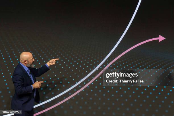 Kirk Bresniker, fellow and chief architect at Hewlett Packard Enterprise, makes a speech at the Annual Meeting of the New Champions of the World...