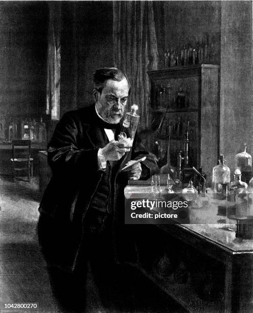 illustrations, cliparts, dessins animés et icônes de louis pasteur (1849-1895) - microbiologie