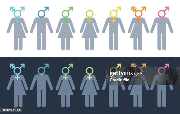 ilustrações de stock, clip art, desenhos animados e ícones de gender identity and diversity - restroom sign