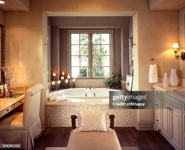 bathroom interior home design - luxury bathroom stock pictures, royalty-free photos & images