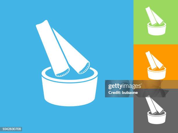 celery dip flat icon on blue background - celery stock illustrations