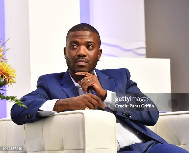 Singer/television personality Ray J speaks onstage during RollingOut 2018 Ride Conference at Loudermilk Conference Center on September 28, 2018 in...