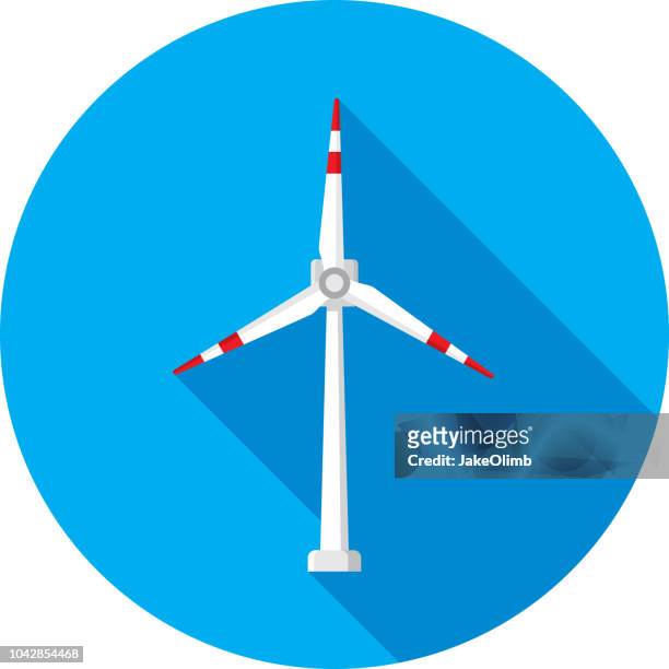 illustrations, cliparts, dessins animés et icônes de icône de turbine de vent plat - éolienne