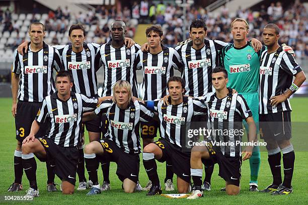 Team of Juventus FC line up prior to the UEFA Europa League group A match Juventus FC and KKS Lech Poznan at Olimpico Stadium on September 16, 2010...