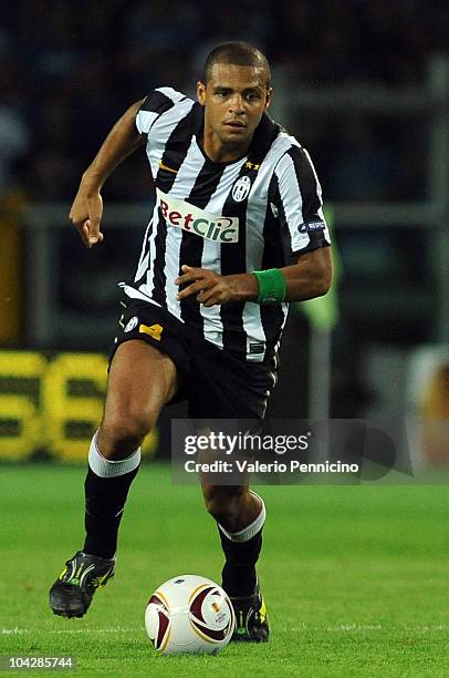 Felipe Melo of Juventus FC in action during the UEFA Europa League group A match Juventus FC and KKS Lech Poznan at Olimpico Stadium on September 16,...