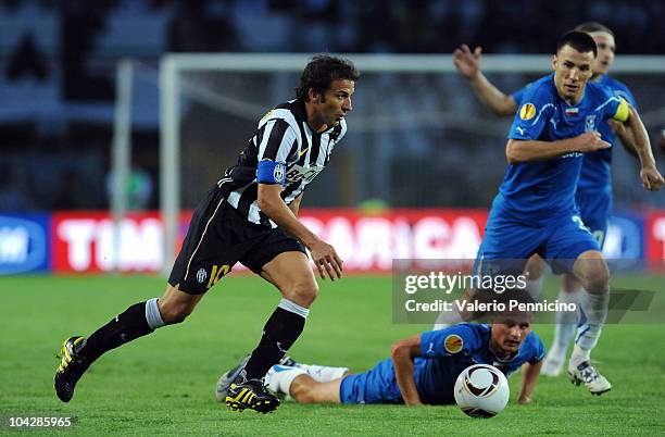 Alessandro Del Piero of Juventus FC in action during the UEFA Europa League group A match Juventus FC and KKS Lech Poznan at Olimpico Stadium on...