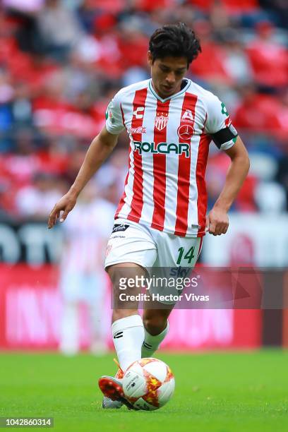 Matias Fernandez of Necaxa drives the ball during the 10th round match between Toluca and Necaxa as part off the Torneo Apertura 2018 Liga MX at...