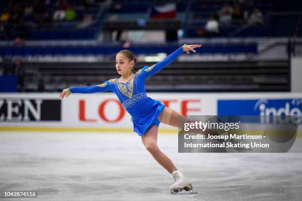 Alena Kostornaia of Russia competes in the Junior Ladies Free Skating during the ISU Junior Grand Prix of Figure Skating at Ostravar Arena on...