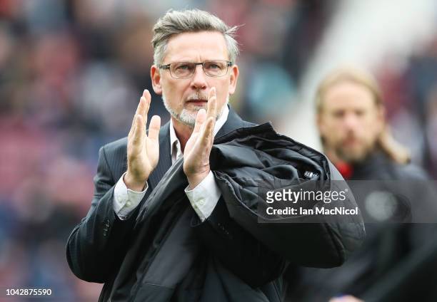 Heart of Midlothian manager Craig Levein is seen during the Ladbrokes Premiership match between Heart of Midlothian and St Johnstone at Tynecastle...