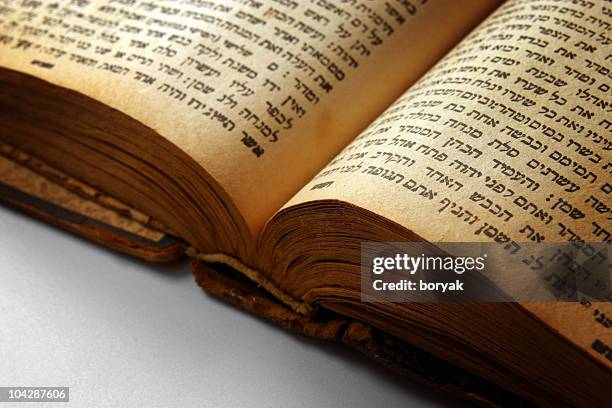 open bible closeup - hebrew manuscript stock pictures, royalty-free photos & images