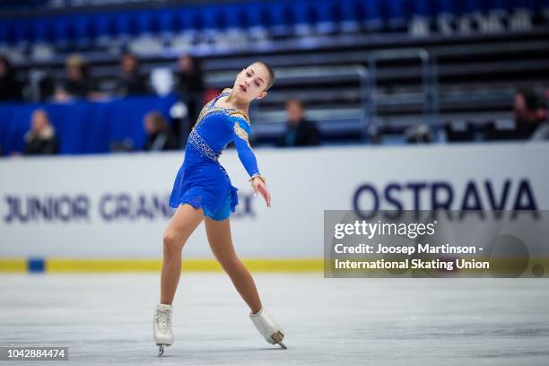 Alena Kostornaia of Russia competes in the Junior Ladies Free Skating during the ISU Junior Grand Prix of Figure Skating at Ostravar Arena on...