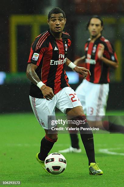 Kevin Prince Boateng of AC Milan in action during the Serie A match between AC Milan and Catania Calcio at Stadio Giuseppe Meazza on September 18,...