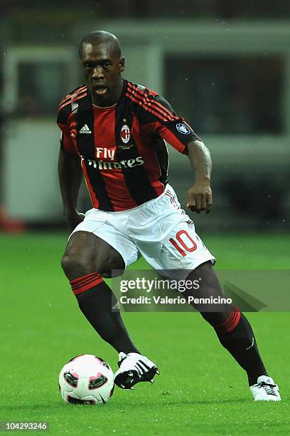 Clarence Seedorf of AC Milan in action during the Serie A match between AC Milan and Catania Calcio at Stadio Giuseppe Meazza on September 18, 2010...