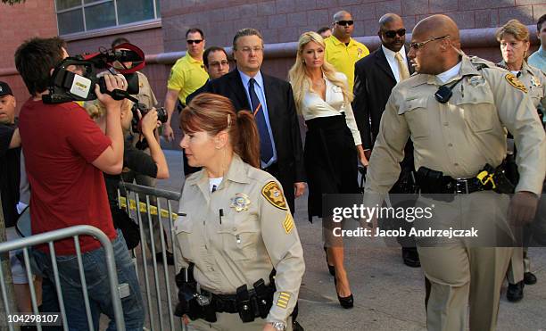 Attorney David Chesnoff and Paris Hilton arrive at the Clark County Regional Justice Center September 20, 2010 in Las Vegas, Nevada. Hilton pleaded...