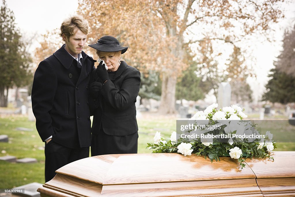 People at a funeral