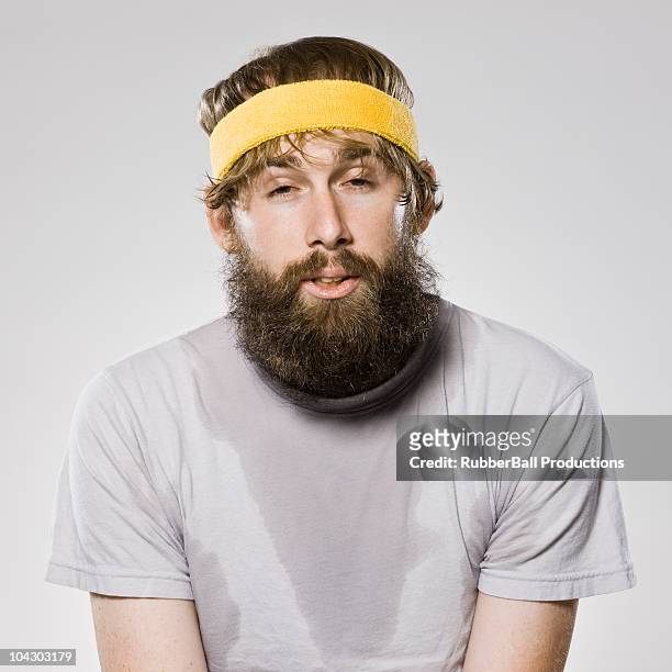bearded man wearing a headband - headband 個照片及圖片檔