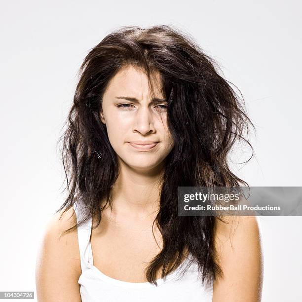 woman just waking up - tangled stockfoto's en -beelden