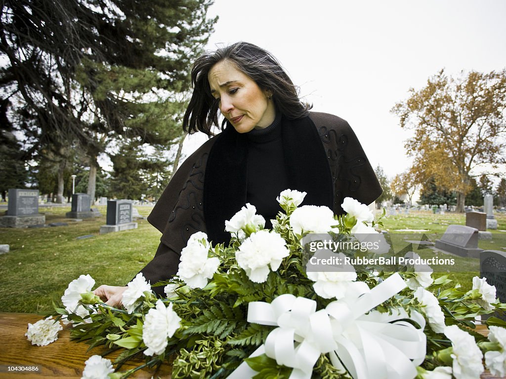 Woman at a funeral