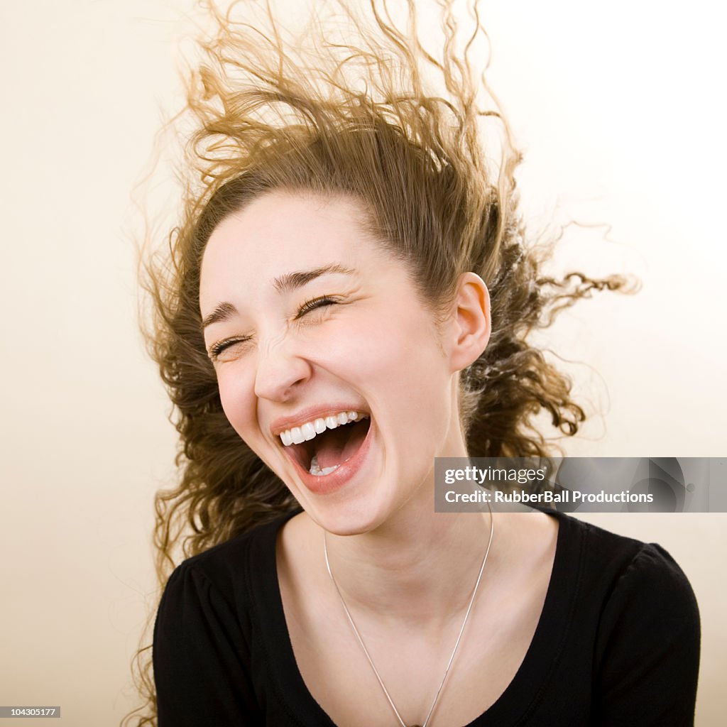Person getting wind blown in the face