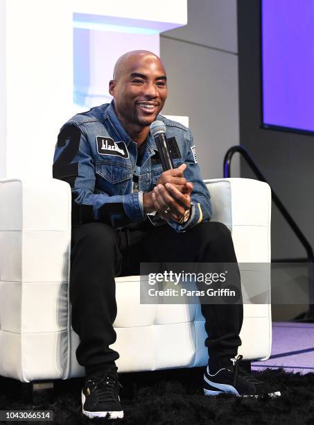 Charlamagne tha God speaks onstage during RollingOut 2018 Ride Conference at Loudermilk Conference Center on September 29, 2018 in Atlanta, Georgia.