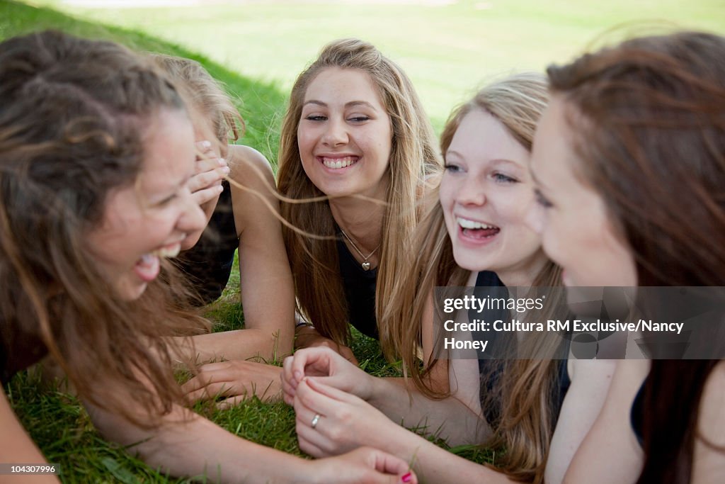 Group of young Caucasian women relaxing