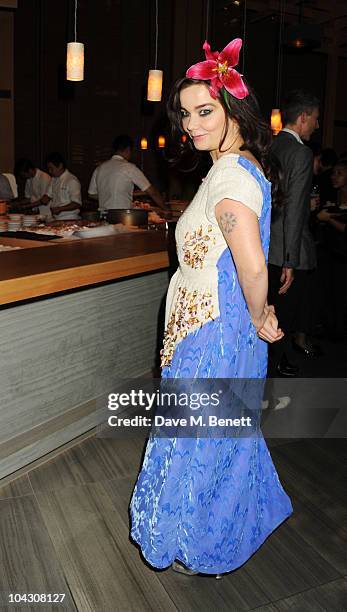 Bjork attends private dinner hosted by AnOther Magazine to celebrate the latest cover star Bjork at Sake No Hana on September 20, 2010 in London,...
