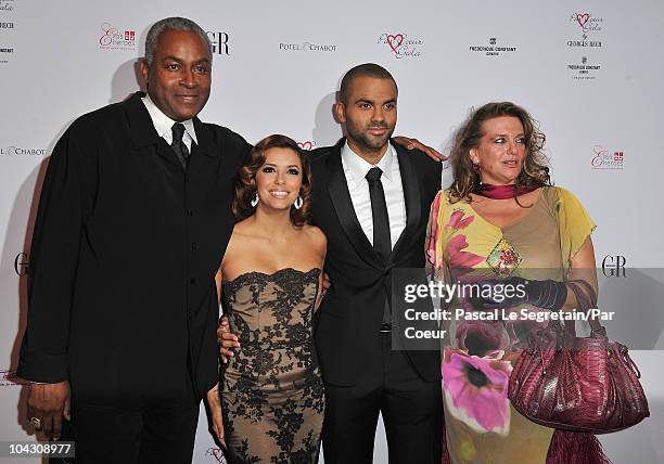 Tony Parker Senior, Eva Longoria Parker, Tony Parker and Pamela Firestone attend the Par Coeur Gala 2010 in collaboration with Georges Rech and...