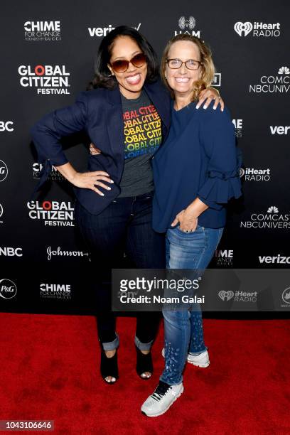 Aramis D. Ayala and Tori Verber Salazar attend the 2018 Global Citizen Festival: Be The Generation in Central Park on September 29, 2018 in New York...