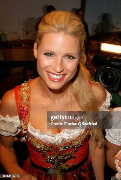 Host, model, actress Michelle Hunziker attends the third evening of the Oktoberfest 2010 at Kaefers Wiesnschaenke at Theresienwiese on September 20,...