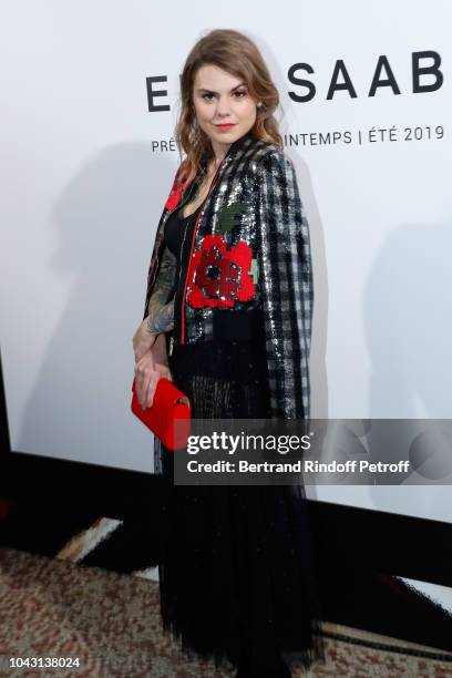 Beatrice Martin, Coeur de Pirate, attends the ELie Saab show as part of the Paris Fashion Week Womenswear Spring/Summer 2019 on September 29, 2018 in...