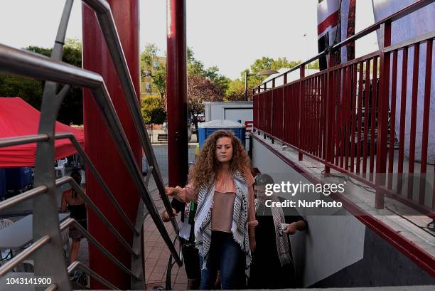 Ahed Tamimi during the FiestaPCE18 in a great act of solidarity with Palestine in Madrid on 29th September, 2018. Ahed Tamimi to take part in the...